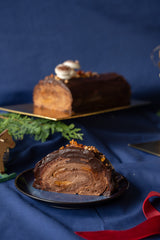 Dark Chocolate Toffee Log Cake