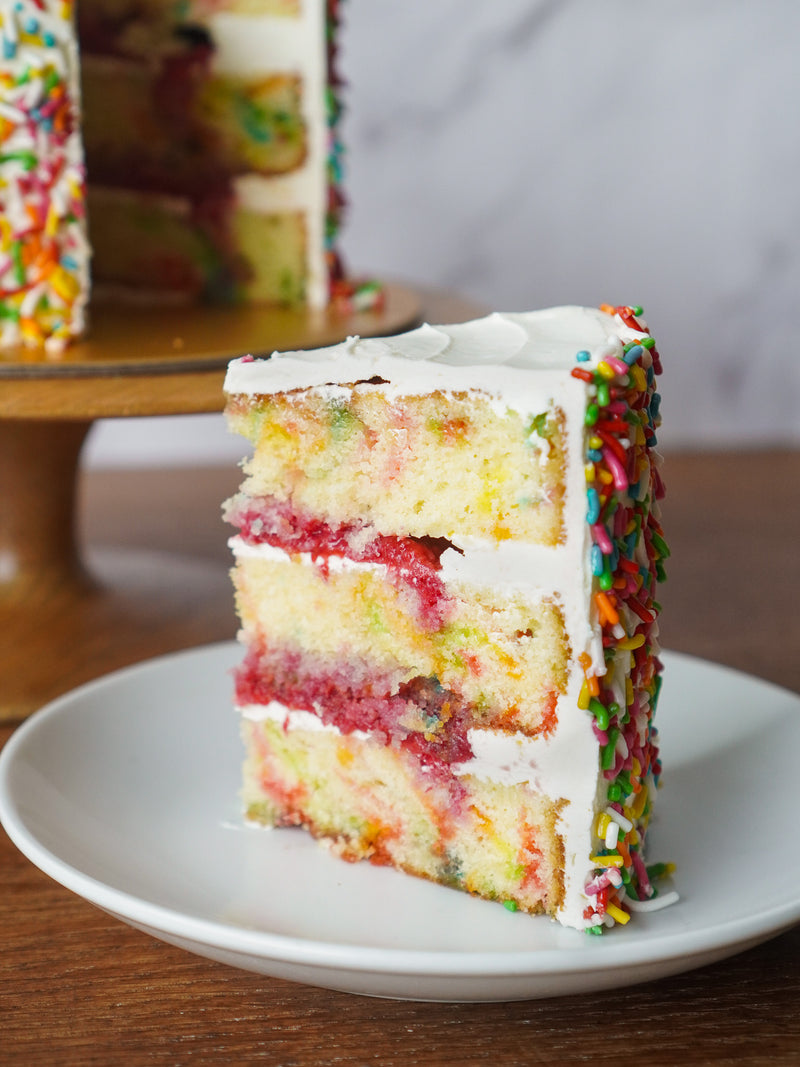 Raspberry Funfetti Cake (8")