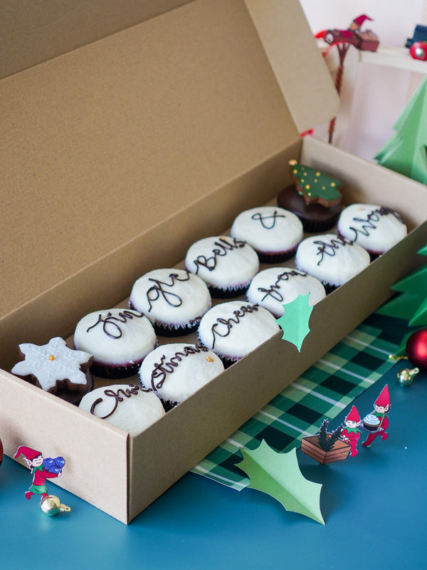 Decorate Your Own - Christmas Box of 12 Cupcakes