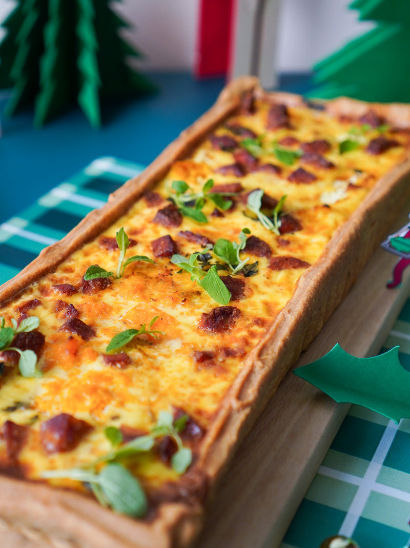 Roasted Squash, Chorizo & Goats' Cheese Quiche