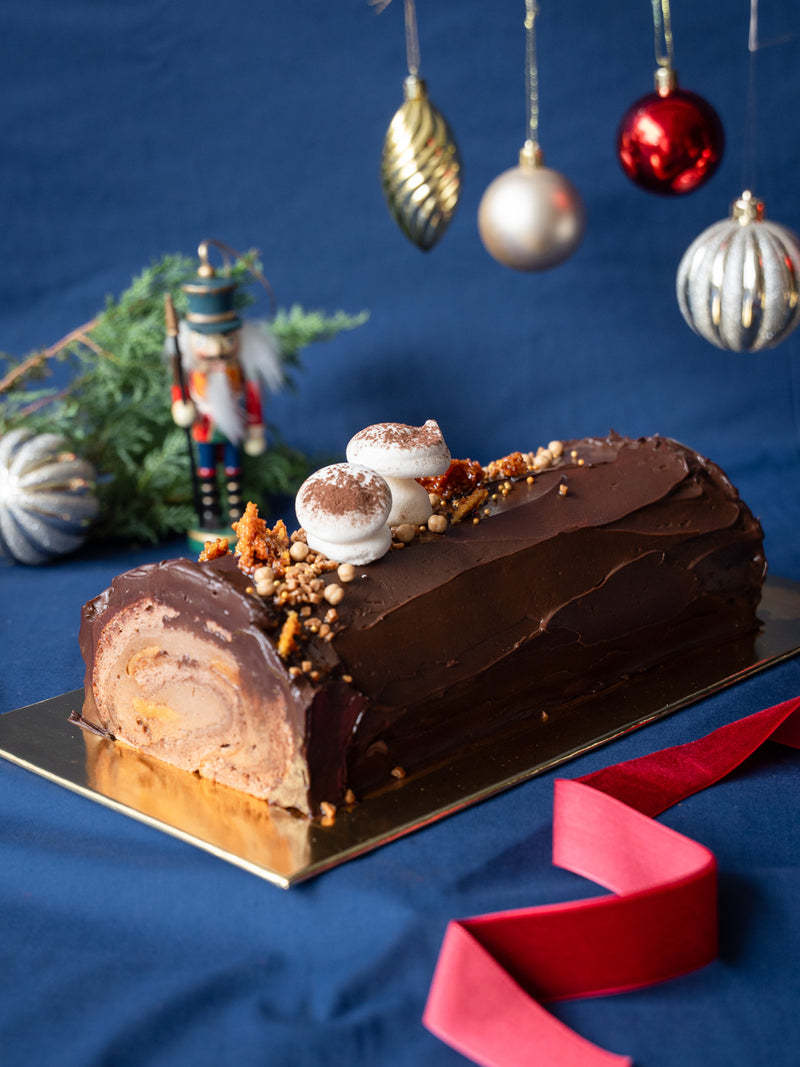 Dark Chocolate Toffee Log Cake