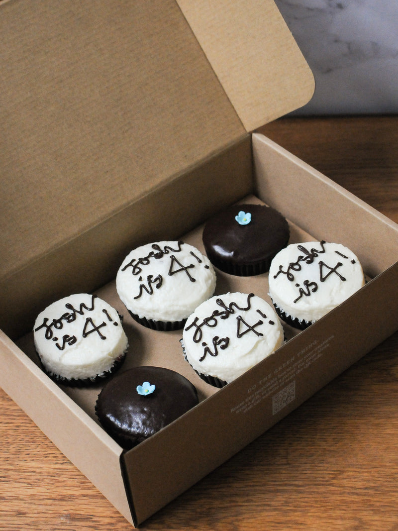 Decorate Your Own - Box of 6 Cupcakes with Handpiped Message