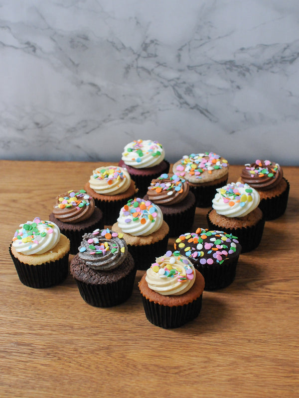 Decorate Your Own - Box of 12 Cupcakes with Sprinkles
